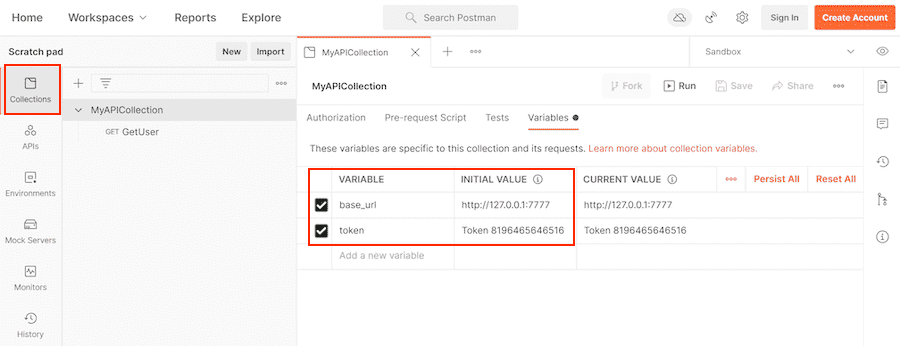编辑集合变量选项卡视图